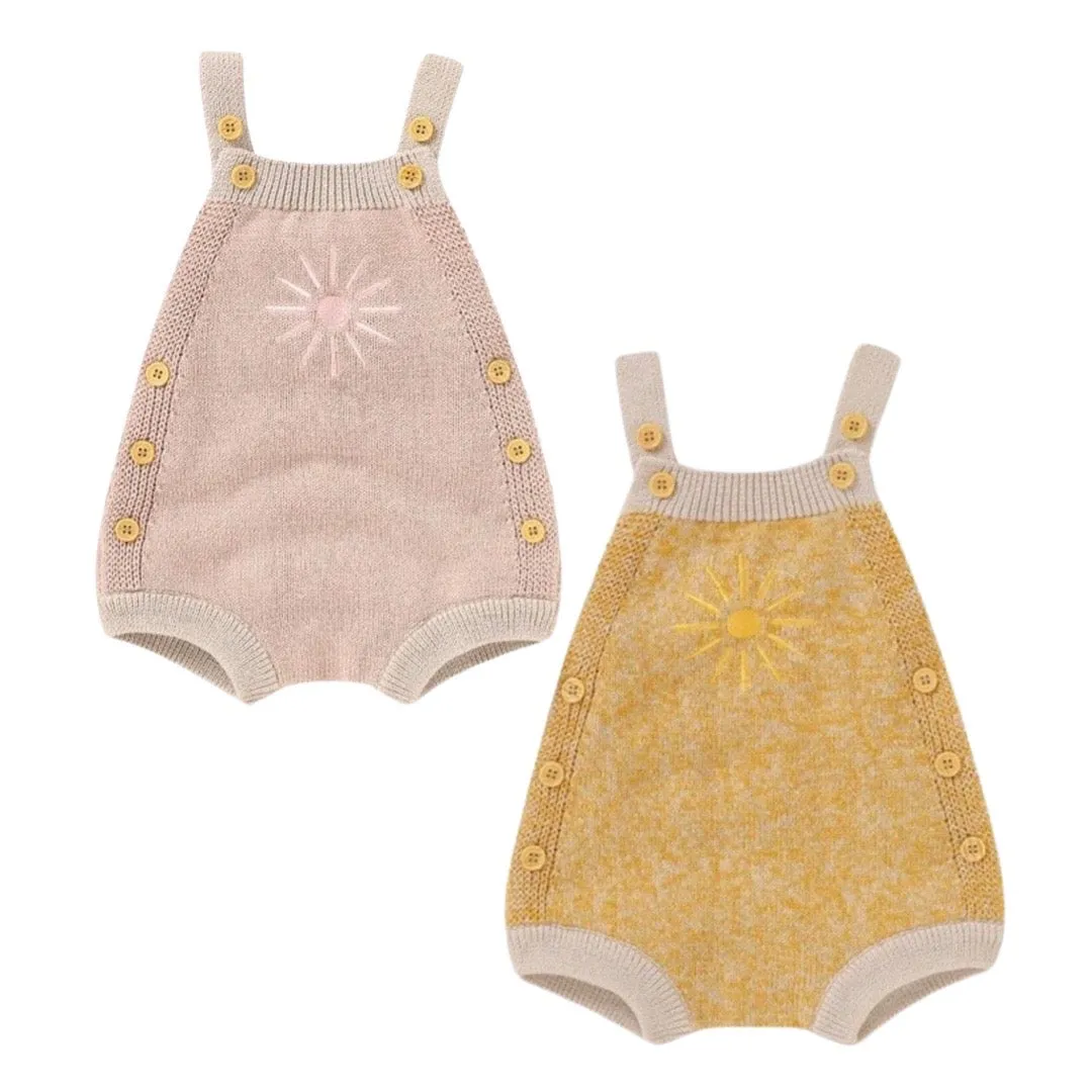 Newborn Knit Romper Sun Embroidery