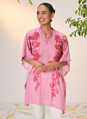 Nyasia Rouge Pink Printed Georgette Kaftan for Women