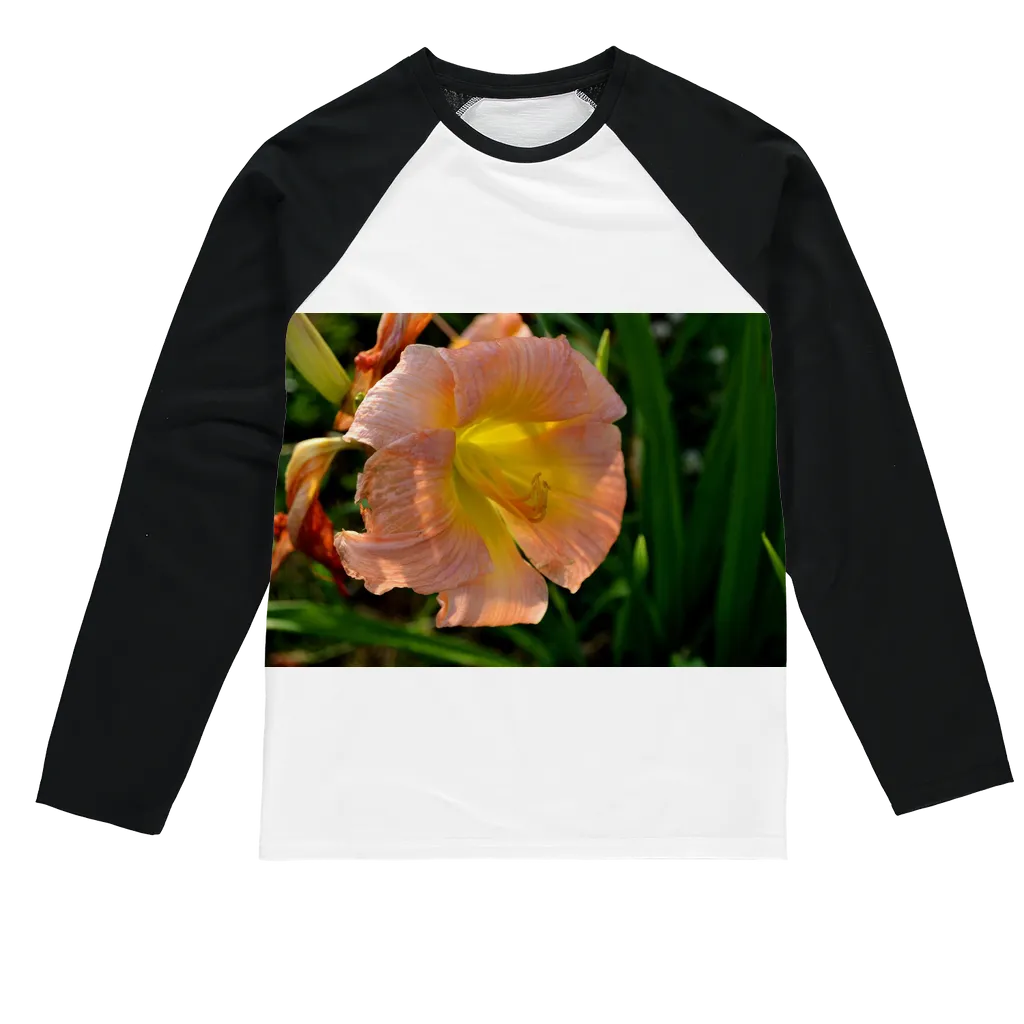 Orange Flower Sublimation Baseball Long Sleeve T-Shirt