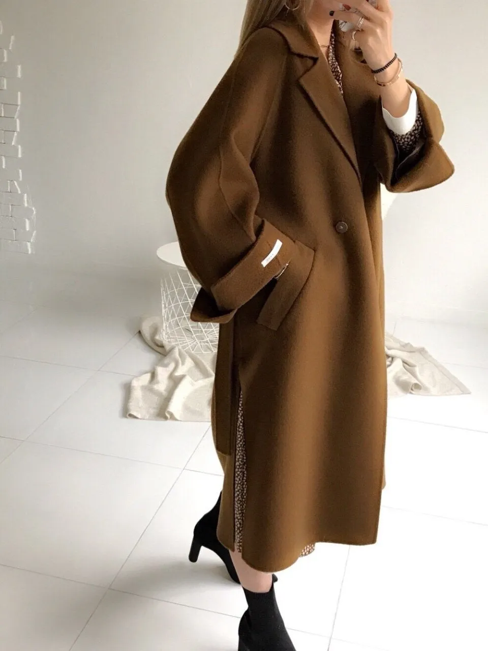 Oversized Wool Handmade Long Coat (3 Colors)