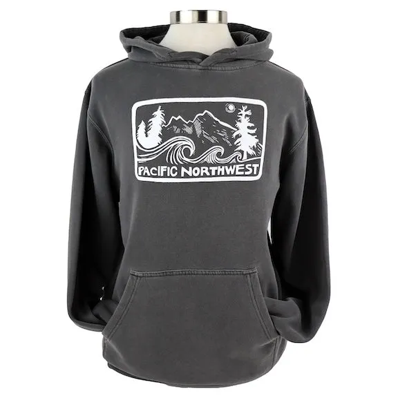 Pacific Northwest 2.0 Unisex Vintage-Style Hoodie in Washed Charcoal