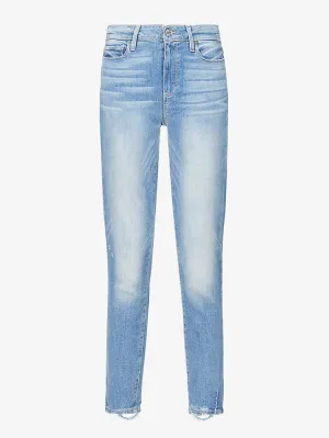 Paige Hoxton Crop Jeans With Frayed Hem Blue