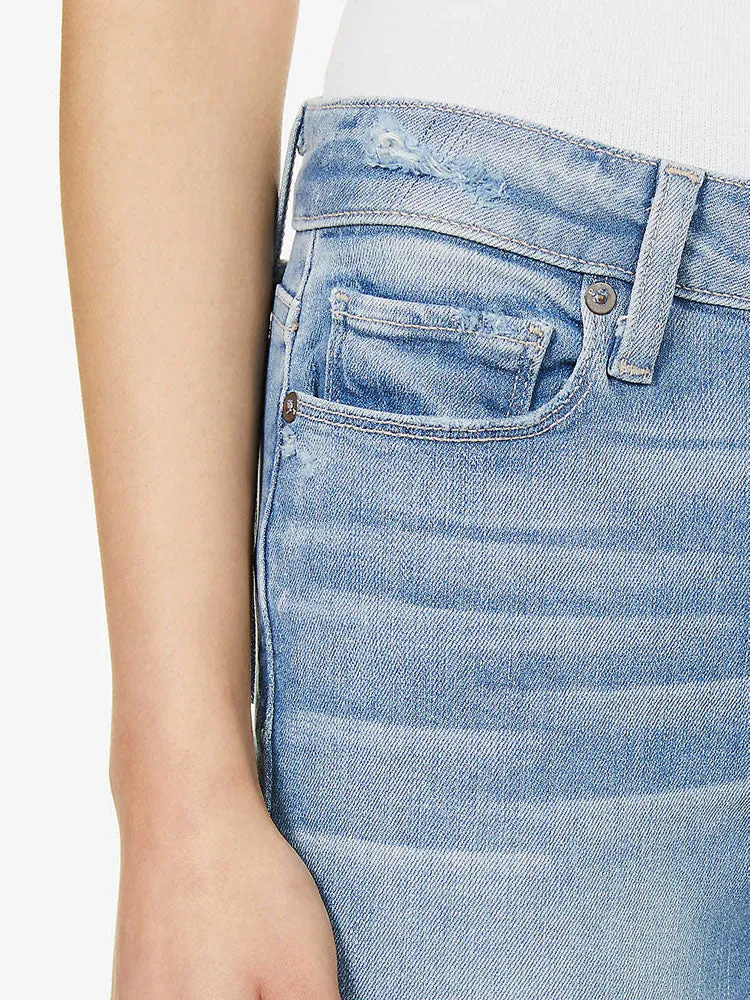 Paige Hoxton Crop Jeans With Frayed Hem Blue