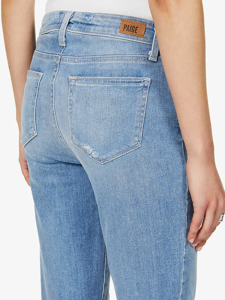 Paige Hoxton Crop Jeans With Frayed Hem Blue