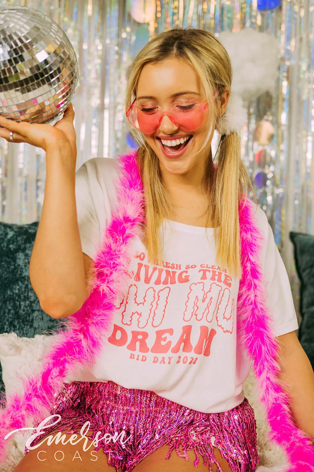 Phi Mu Living the Dream Bid Day Slouchy Tee