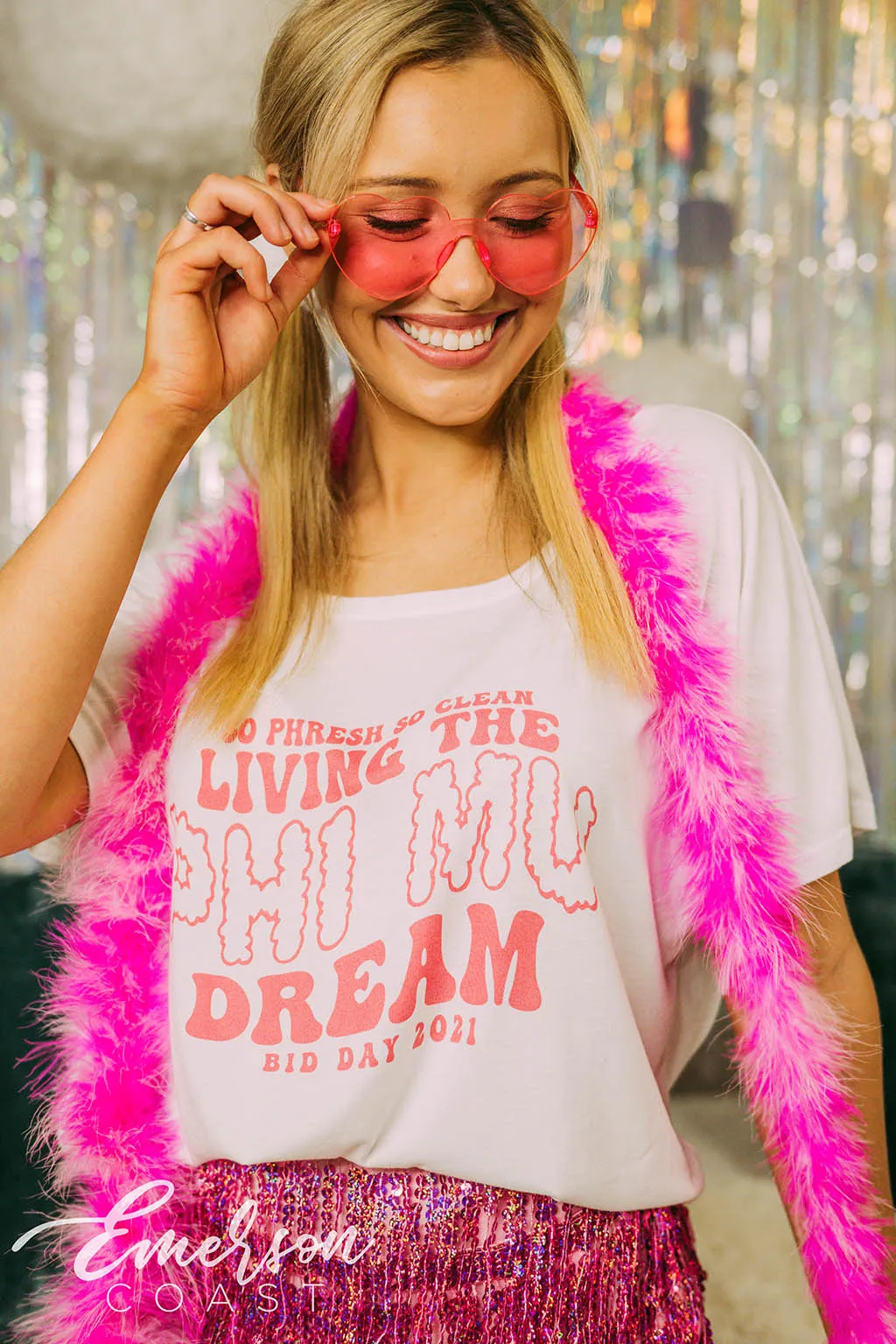 Phi Mu Living the Dream Bid Day Slouchy Tee