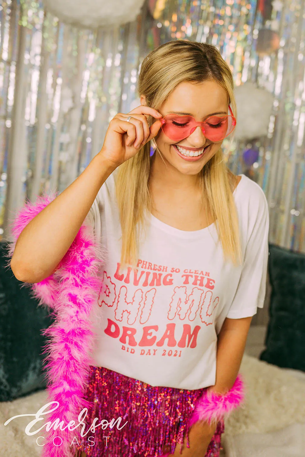 Phi Mu Living the Dream Bid Day Slouchy Tee