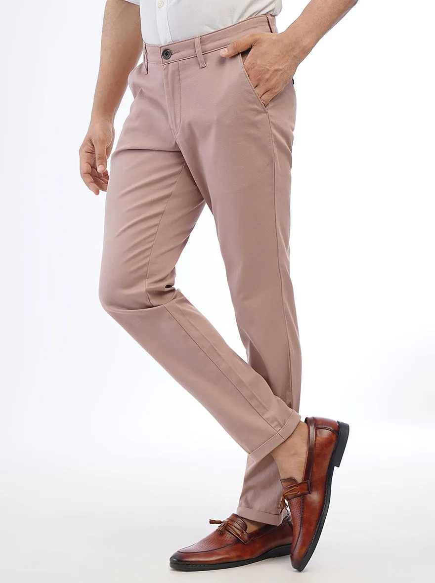 Pink Solid Neo Fit Casual Trouser | Greenfibre