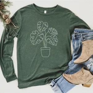 potted monstera long sleeve unisex tee