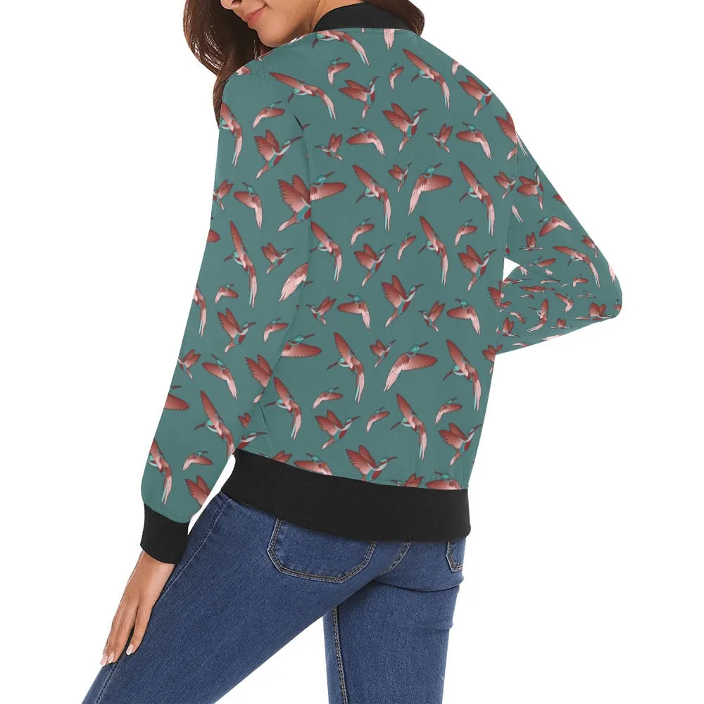 Red Swift Turquoise Bomber Jacket for Women