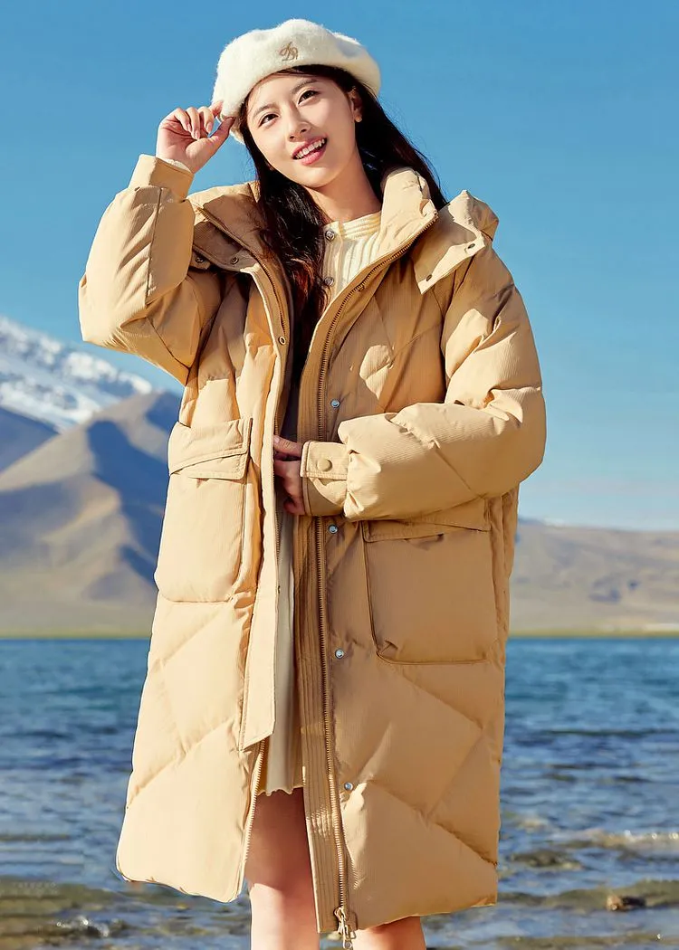 Removable Hood Knee-Length Down Puffer Coat