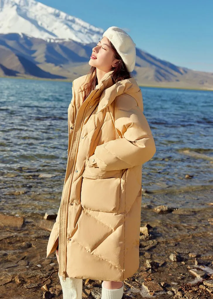 Removable Hood Knee-Length Down Puffer Coat