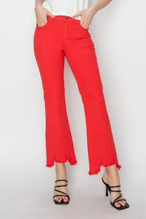 RISEN Mid Rise Step Hem Cropped Pants