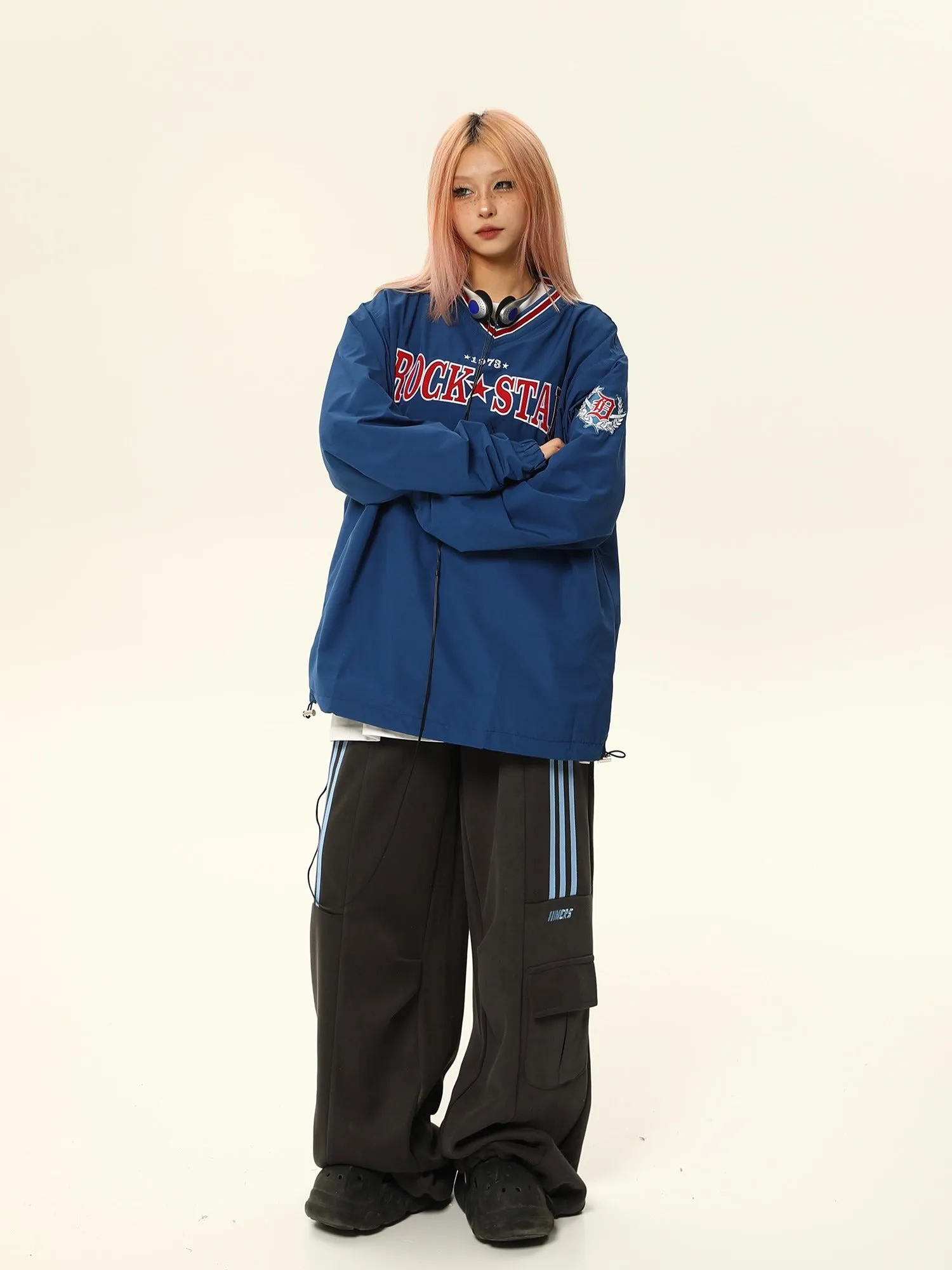 Rock Star Varsity Anorak Pullover