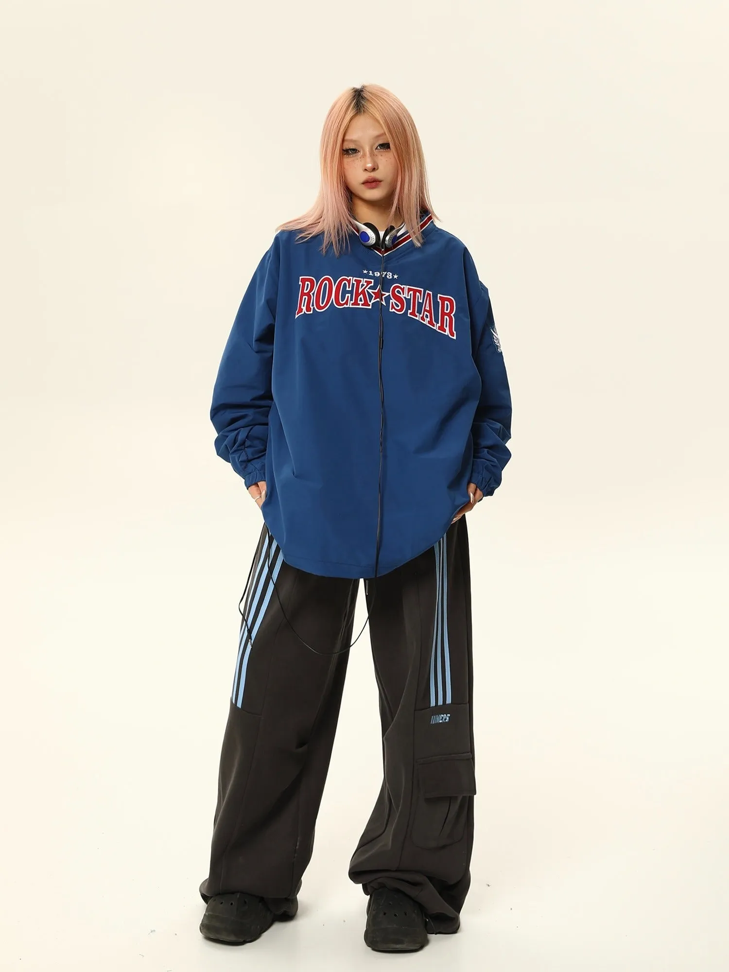 Rock Star Varsity Anorak Pullover