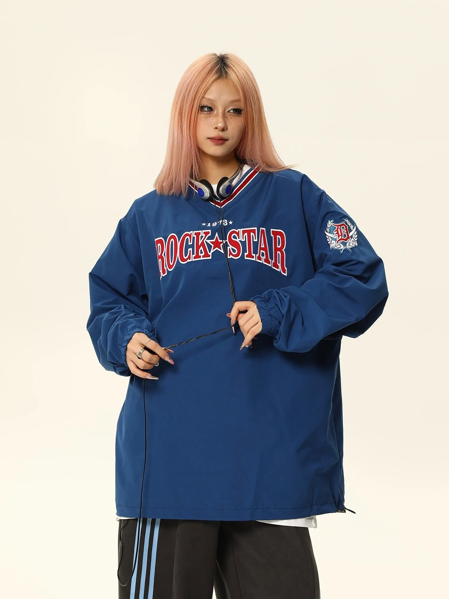 Rock Star Varsity Anorak Pullover