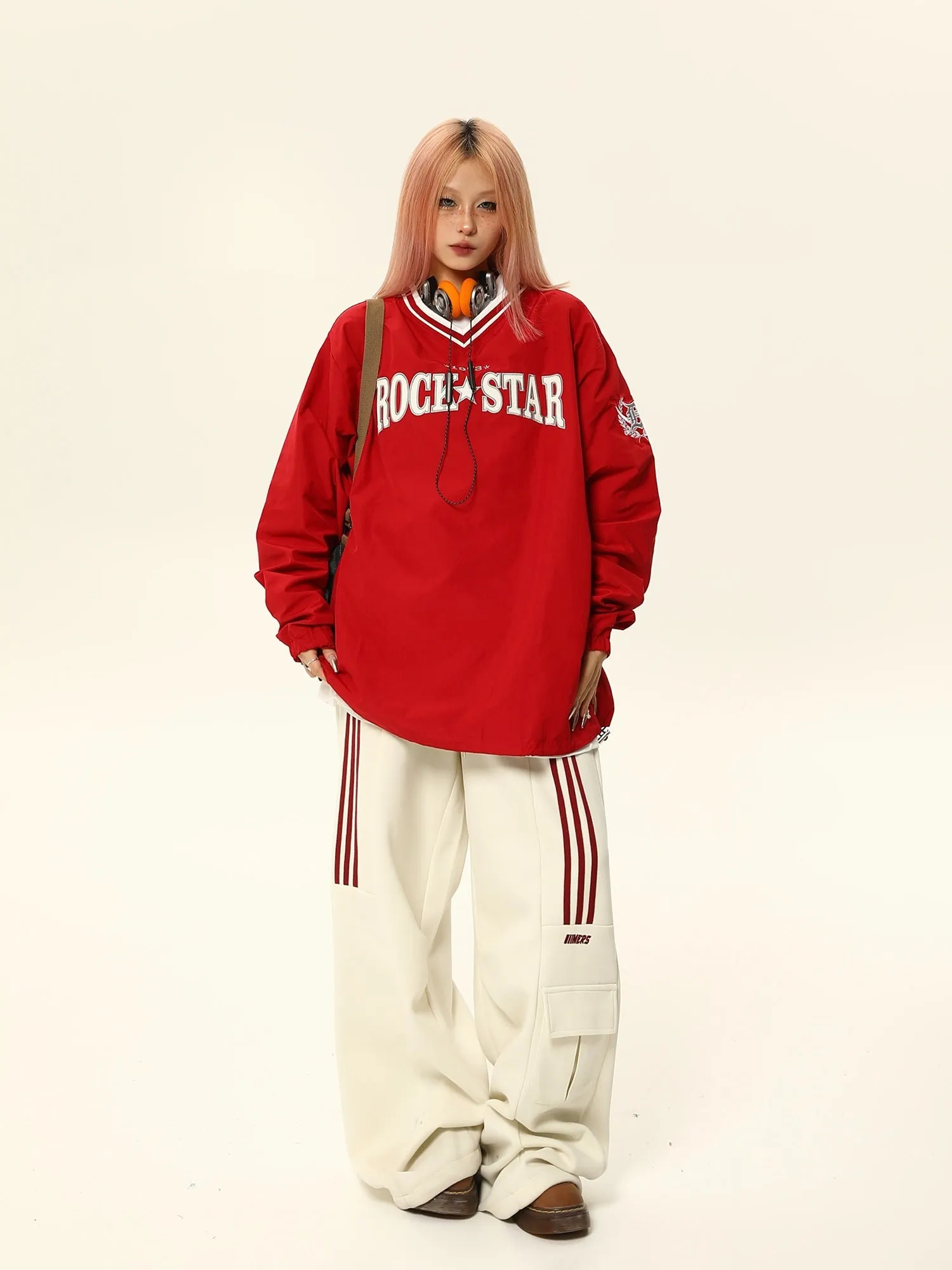 Rock Star Varsity Anorak Pullover