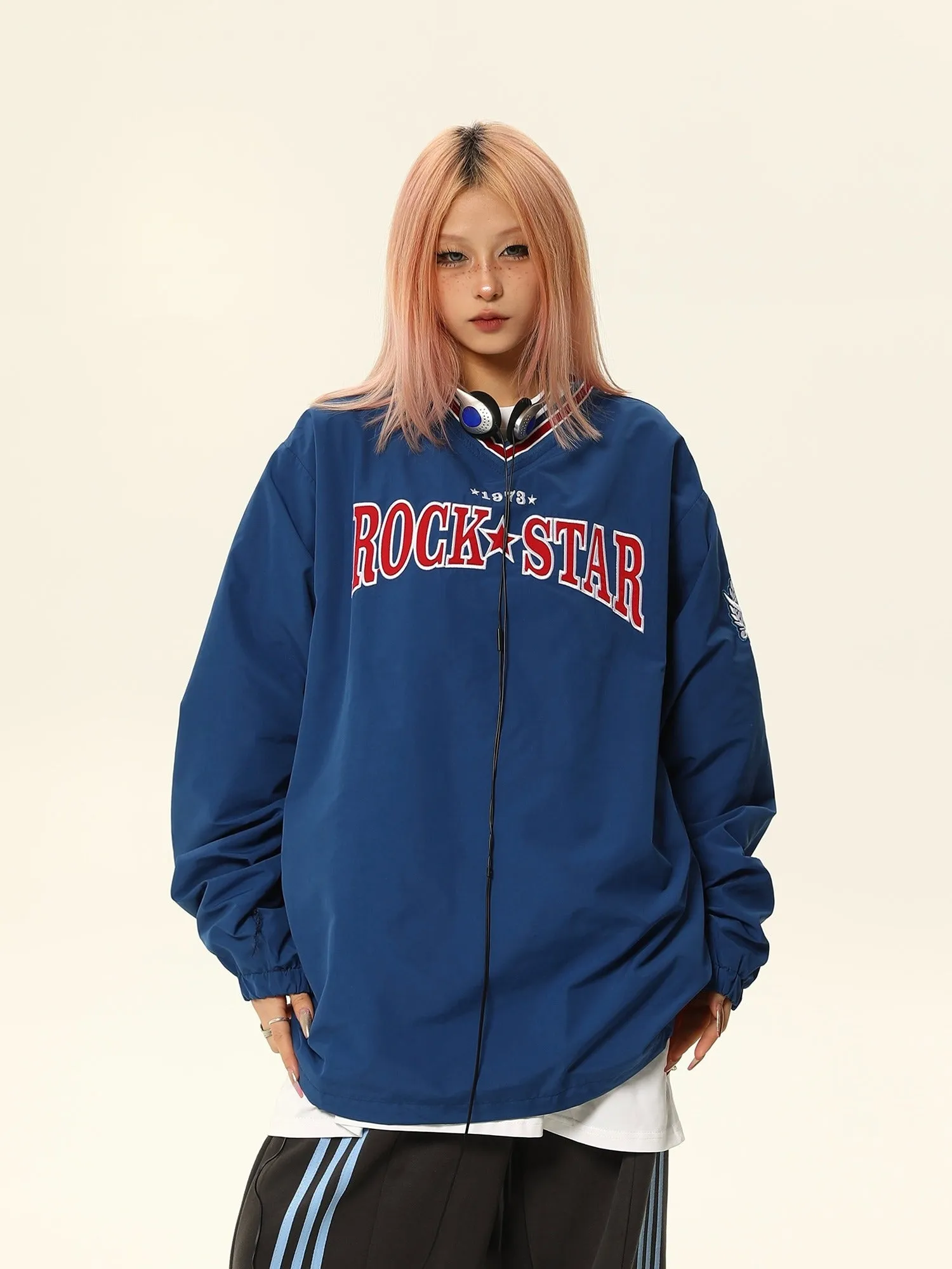 Rock Star Varsity Anorak Pullover