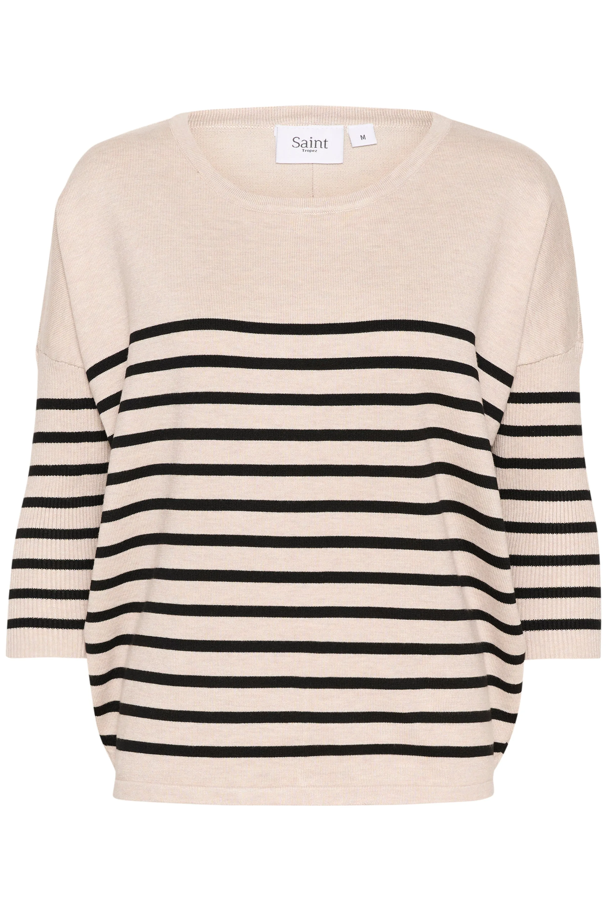 Saint Tropez Wide Neck Striped Pullover in Gray Morn