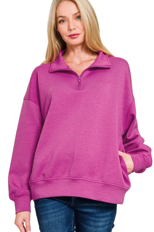 Scuba Quarter Zip Pocket Pullovers - 3 Colors!