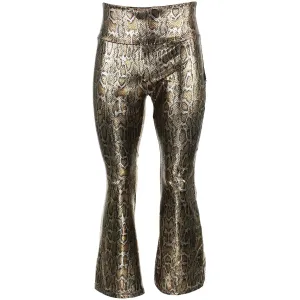 Shiny Metallic Flares Trousers - Snake