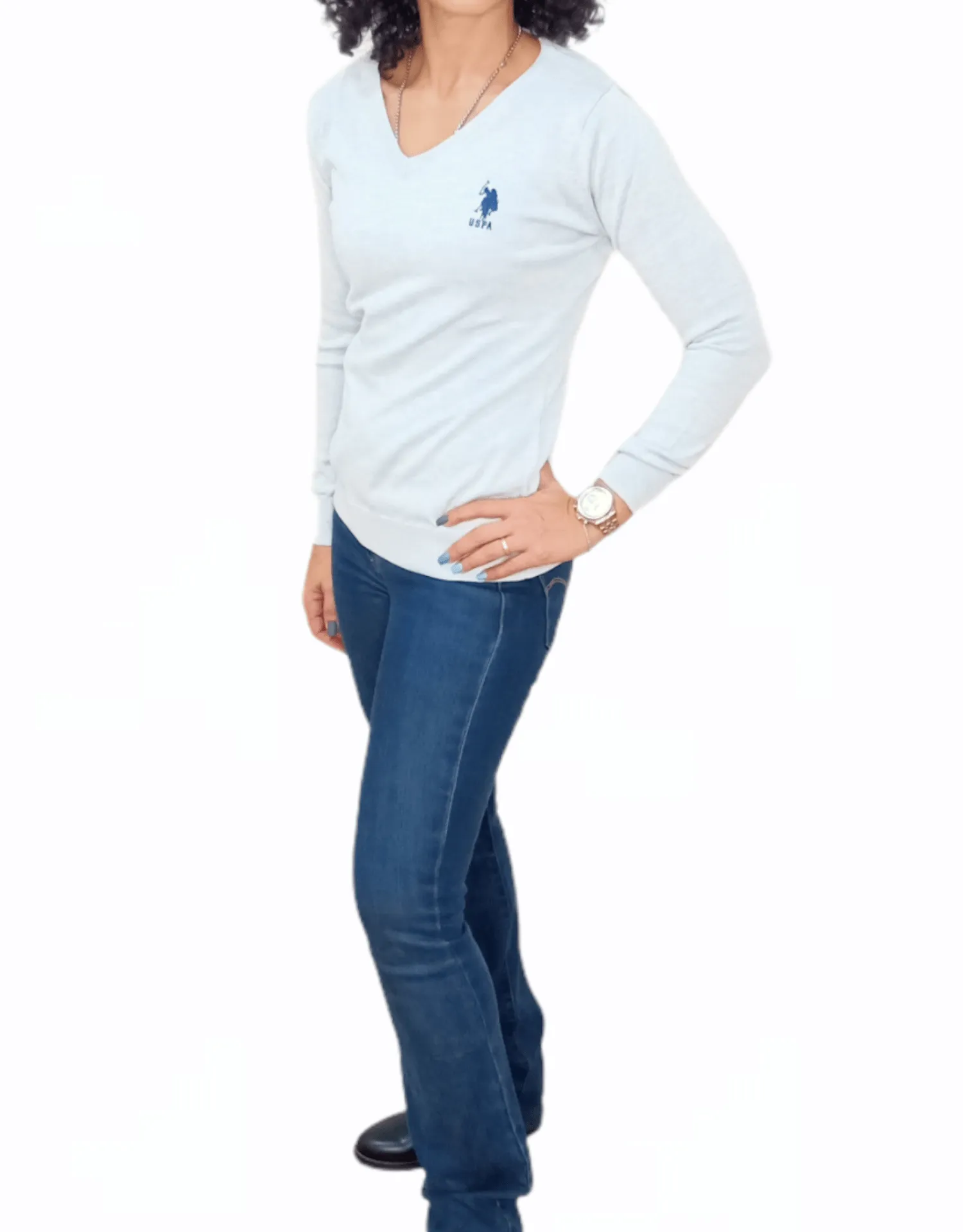 [slim-fit] Women USPA Pullover - Baby blue