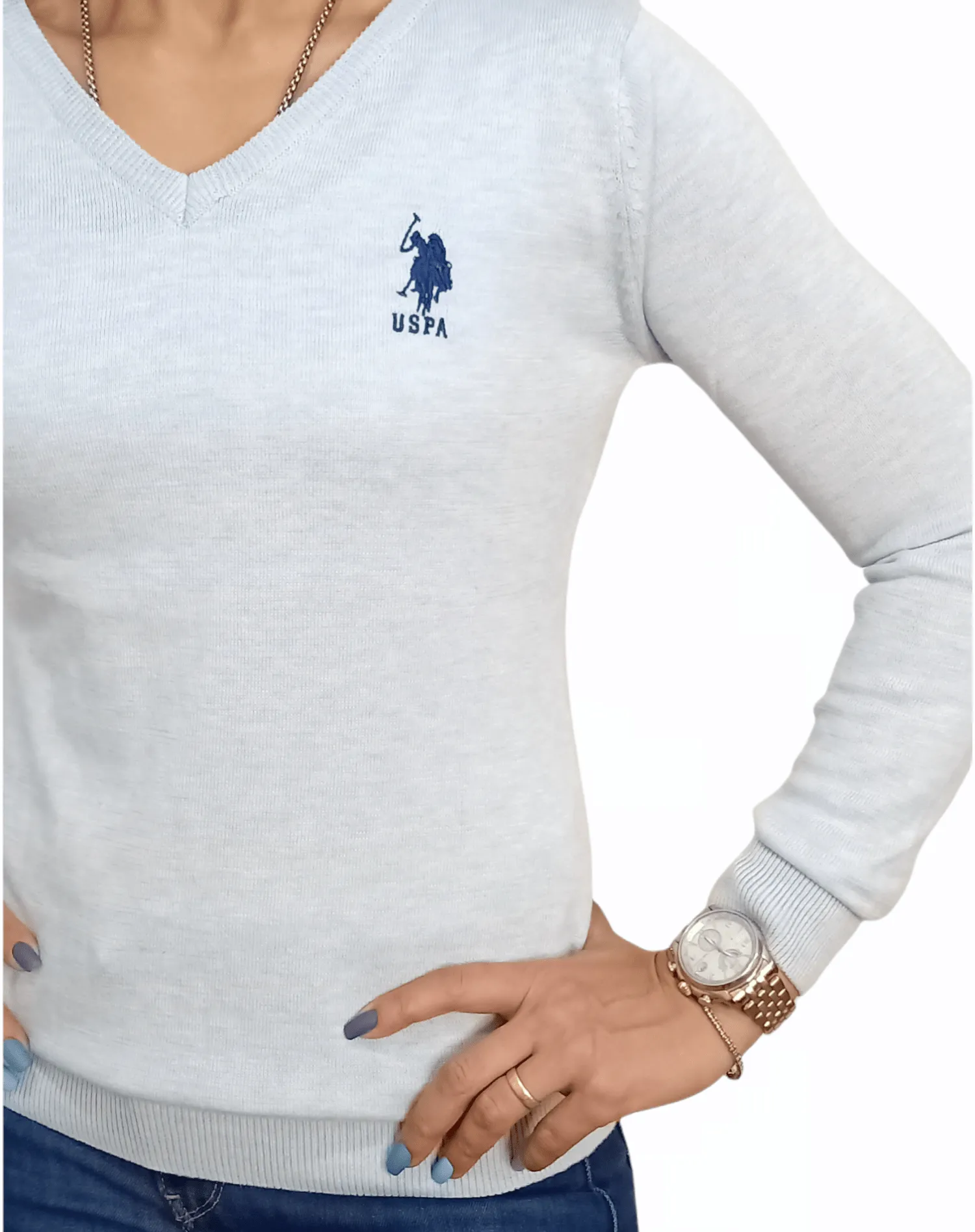 [slim-fit] Women USPA Pullover - Baby blue