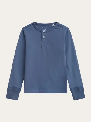 Slim long sleeve henley - GOTS/Vegan - Moonlight Blue