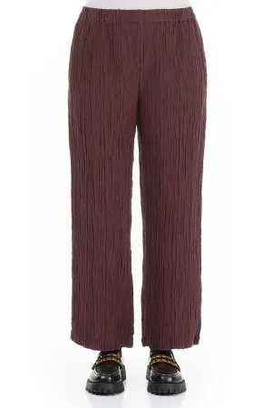 Straight Crinkled Merlot Silk Linen Trousers