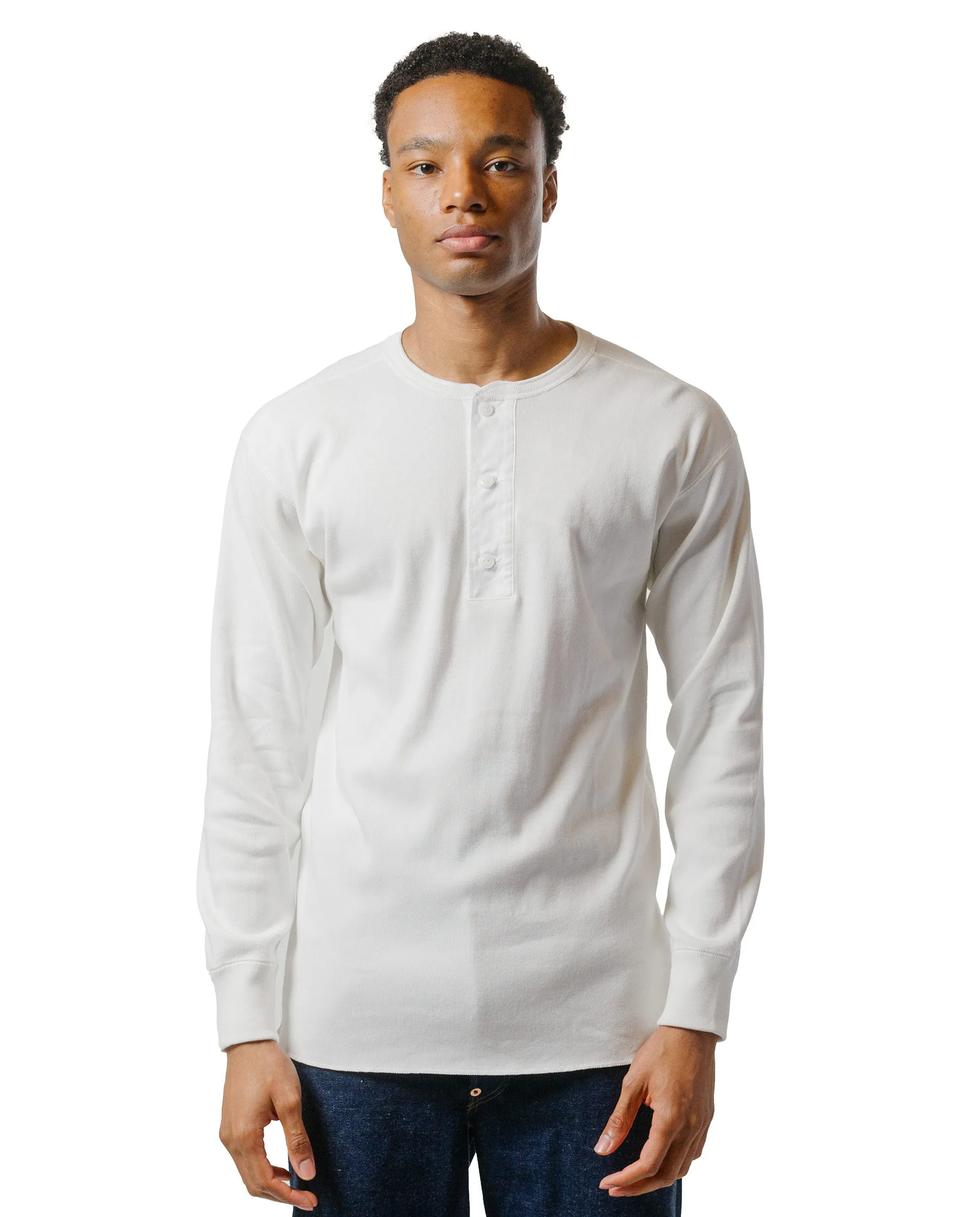 The Real McCoy's MC23111 Union Henley Undershirt L/S White