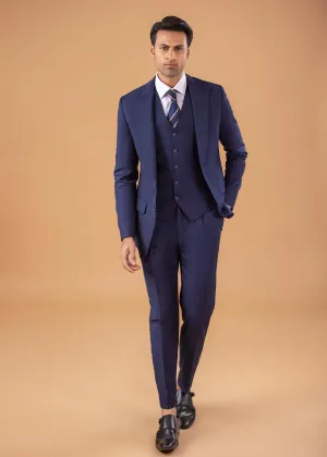 Three Piece Suit - Peak Lapel - Navy Blue