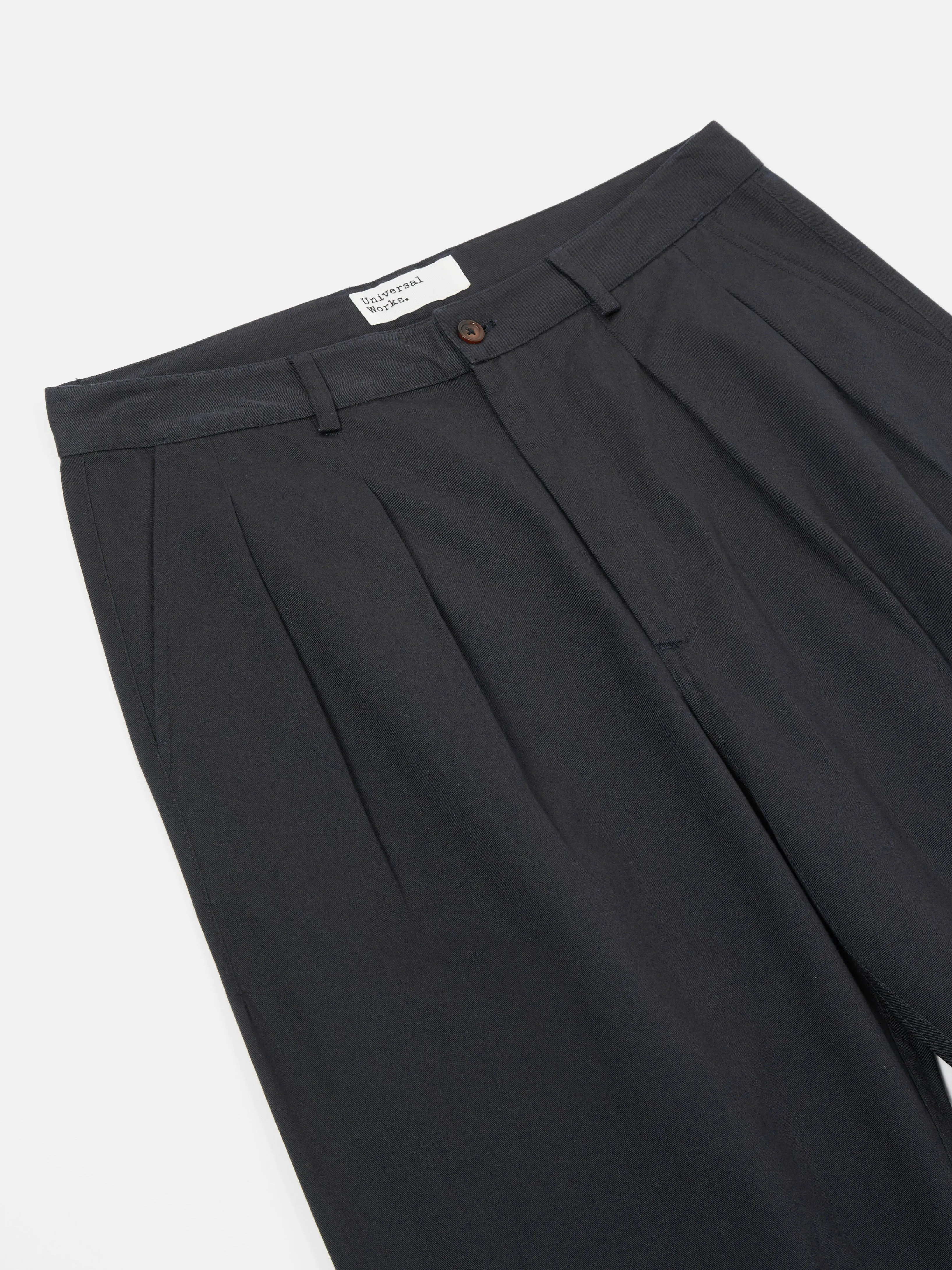 Universal Works, Double Pleat Pant, Black Twill