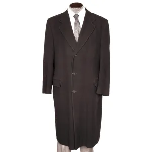 Vintage Mens Cashmere Coat Black Overcoat Hand Tailored Size L