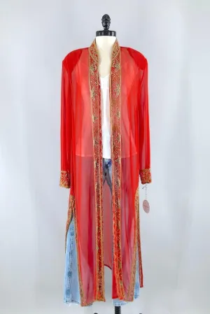 Vintage Silk Chiffon Beaded Duster Jacket