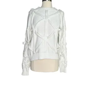 White Contrast Sweater - M