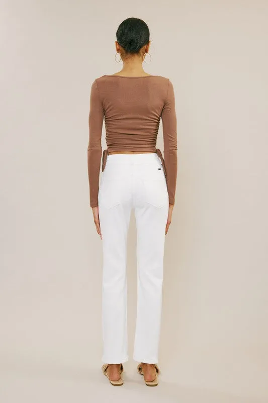 White High Rise Slim Straight Jeans