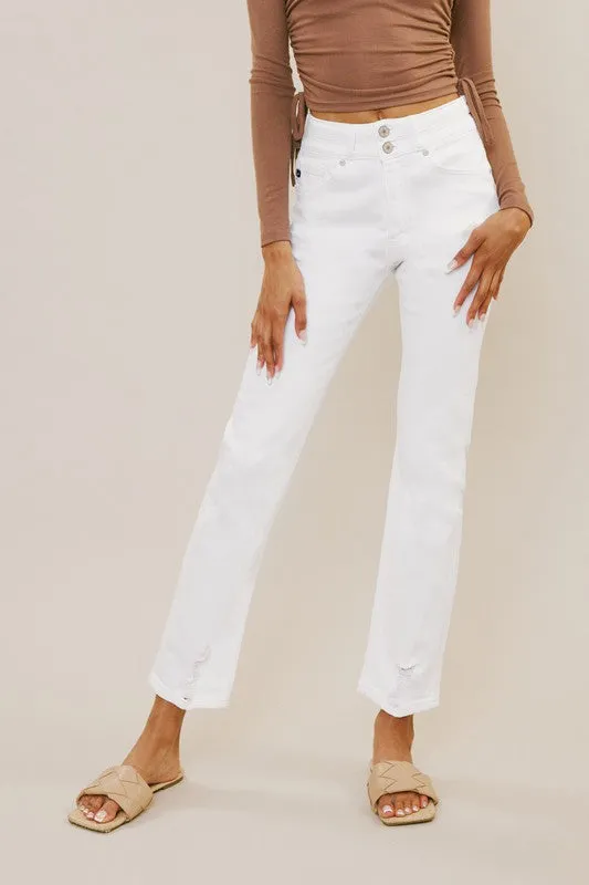 White High Rise Slim Straight Jeans