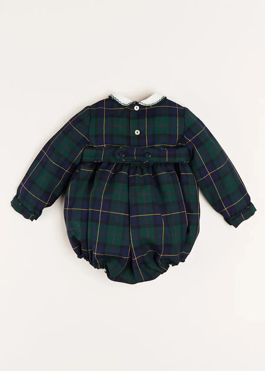 Windsor Tartan Smocked Romper in Green (6mths-2yrs)