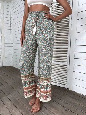 Women's Bohemian Print Wide Leg Trousers