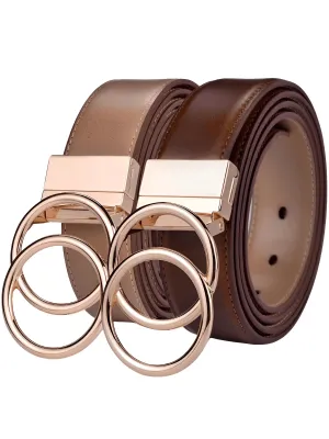 Women's Leather Reversible Belt Double O Ring